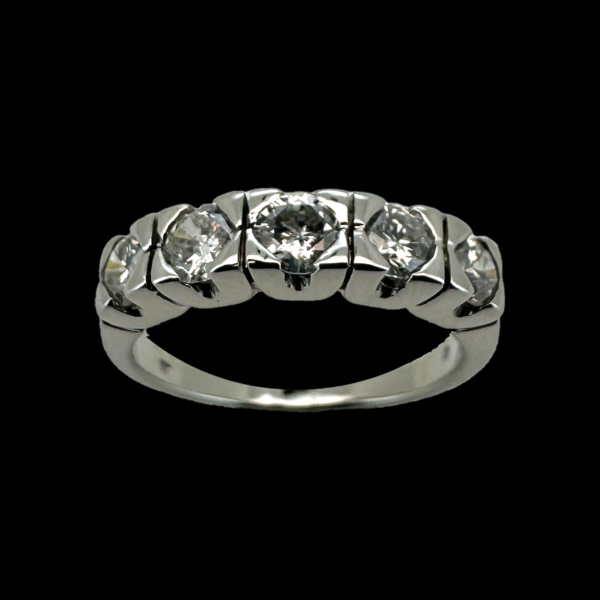 BAGUE DEMI-TOUR EN OR GRIS 750 SERTIE DE 5 DIAMANTS