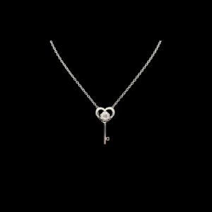 COLLIER-PENDENTIF "CLÉ CŒUR" DE FLOYA EN OR BLANC 750 ET DIAMANTS
