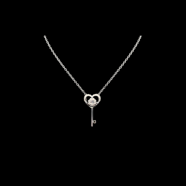 COLLIER-PENDENTIF "CLÉ CŒUR" DE FLOYA EN OR BLANC 750 ET DIAMANTS