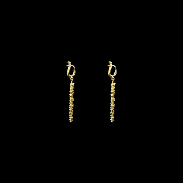 BOUCLES D'OREILLES CHAMPAGNE OR JAUNE 750 SAPHIRS ET DIAMANTS – Image 2