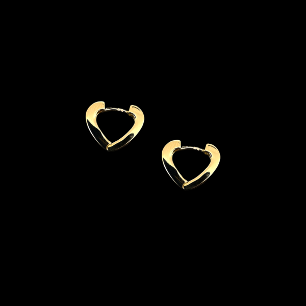 BOUCLES D'OREILLES CRÉOLES EN FORME DE CŒUR EN OR JAUNE 750 – Image 2