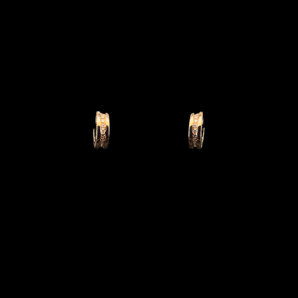 BOUCLES D'OREILLES BVLGARI B. ZERO 1 OR ROSE 750 PAVE DIAMANTS