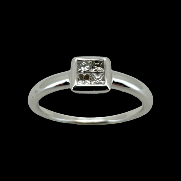 BAGUE CARRÉ DIAMANTS TAILLE PRINCESSE EN OR GRIS 750