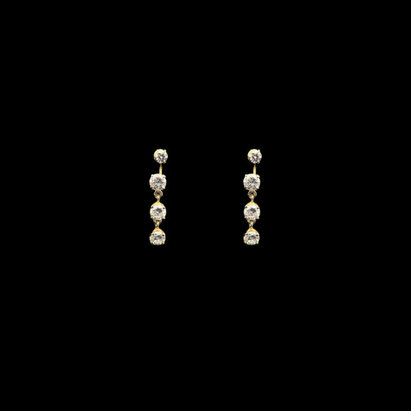 BOUCLES D'OREILLES RALLONGE POUR CLOUS EN OR JAUNE 750 ET 2,40Ct. DIAMANTS