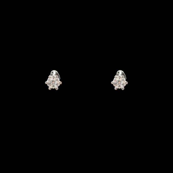 BOUCLES D'OREILLES CLOUS FLEURS EN OR GRIS 18 CARATS ET DIAMANTS – Image 3