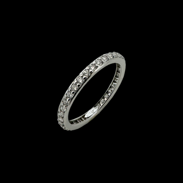 BAGUE TOUR COMPLET 18K OR GRIS SERTIE DE 36 DIAMANTS BLANC – Image 2