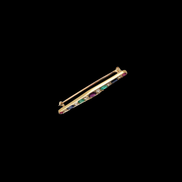 BROCHE VINTAGE SERTIE DE PIERRES PRECIEUSES – Image 2