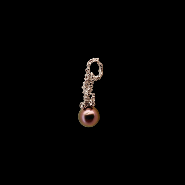 COLLIER-PENDENTIF GILBERT ALBERT SERTI PERLE DE CULTURE ET DIAMANT EN OR GRIS 750 – Image 2