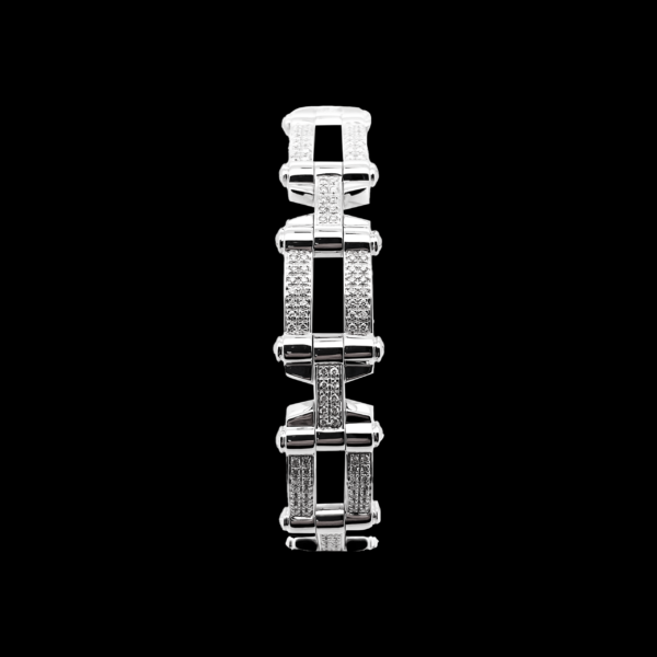 BRACELET PHILIPPE CHARRIOL OR BLANC 750 À MAILLONS ARTICULES PAVES DIAMANTS – Image 3