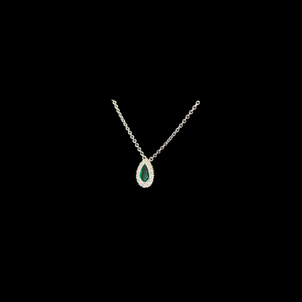 COLLIER-PENDENTIF SERTI D'UNE ÉMERAUDE ET DE DIAMANTS EN OR BLANC 18K – Image 3