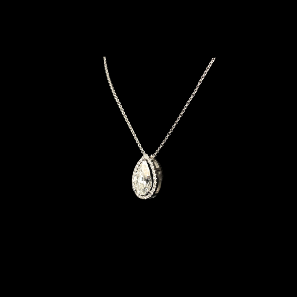 COLLIER-PENDENTIF DIAMANT POIRE 2,07 CARATS AVEC G.I.A. EN OR BLANC 750 – Image 3