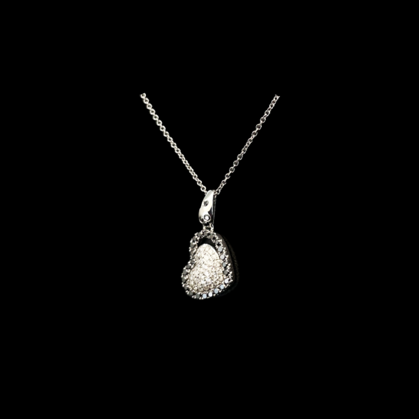 COLLIER-PENDENTIF DOUBLE COEUR DIAMANTS OR GRIS 18K – Image 2