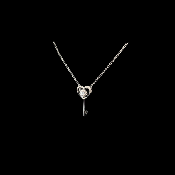 COLLIER-PENDENTIF "CLÉ CŒUR" DE FLOYA EN OR BLANC 750 ET DIAMANTS – Image 2