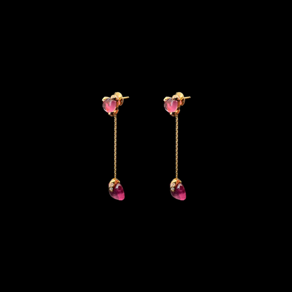 BOUCLES D'OREILLES POMELLATO "NUDO" EN OR ROSE DIAMANTS ET TOURMALINES – Image 3