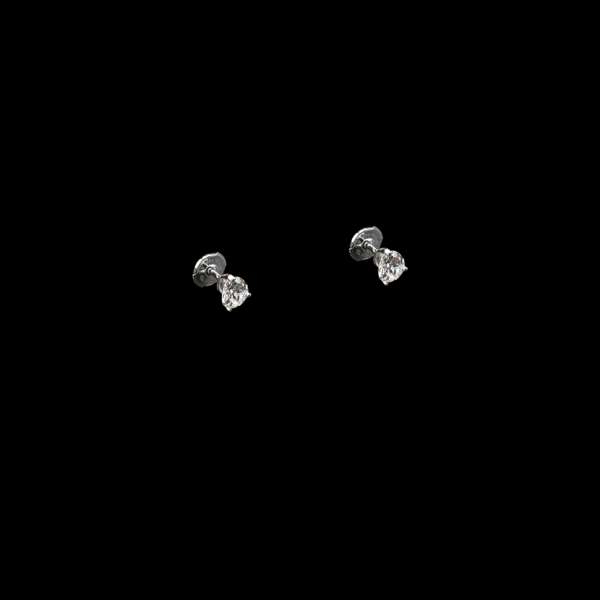 BOUCLES D'OREILLES CLOUS OR GRIS DIAMANTS POIRES – Image 2