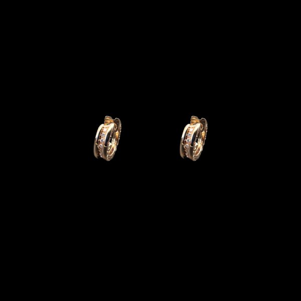 BOUCLES D'OREILLES BVLGARI B. ZERO 1 OR ROSE 750 PAVE DIAMANTS – Image 2