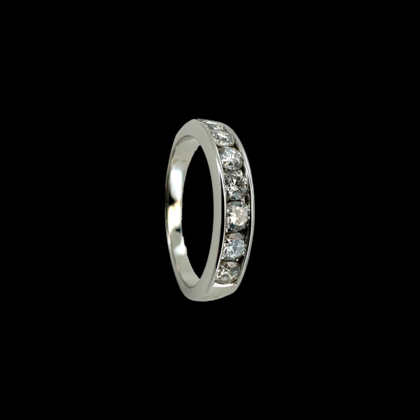 BAGUE DEMI-TOUR OR BLANC 8 DIAMANTS – Image 3