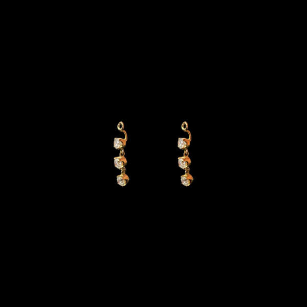 BOUCLES D'OREILLES RALLONGE POUR CLOUS EN OR JAUNE 750 ET 2,40Ct. DIAMANTS – Image 3