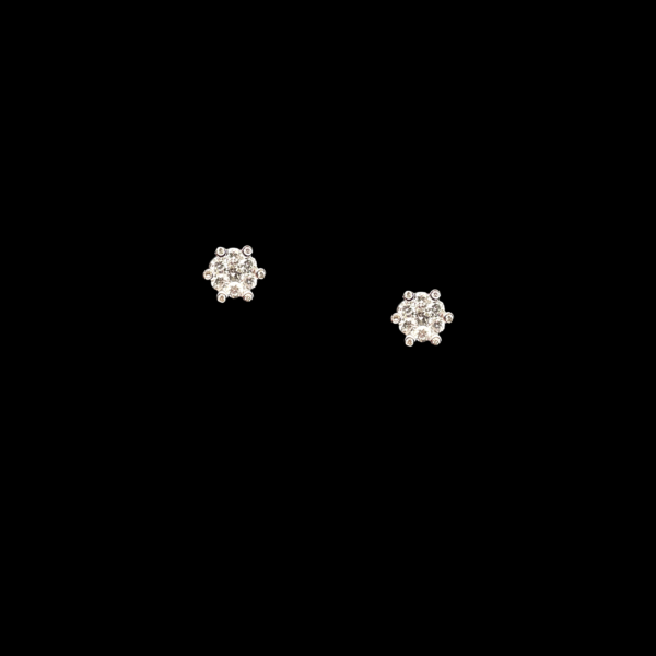 BOUCLES D'OREILLES CLOUS FLEURS EN OR GRIS 18 CARATS ET DIAMANTS