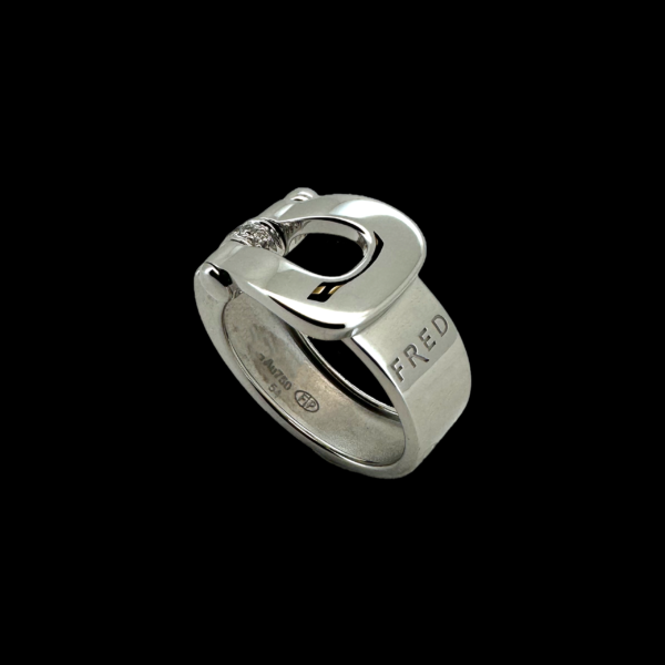 BAGUE FRED FORCE 10 EN OR GRIS 750 SERTIE DE 4 DIAMANTS BLANCS – Image 3