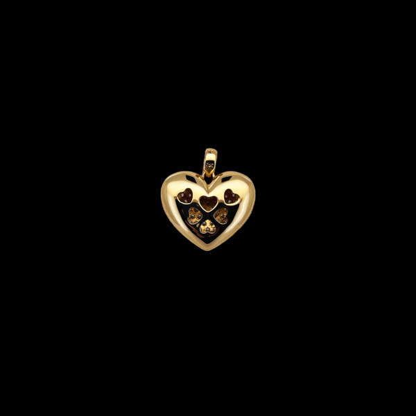 COLLIER-PENDENTIF COEUR SECRET EN OR 750 JAUNE SERTI DIAMANTS – Image 3