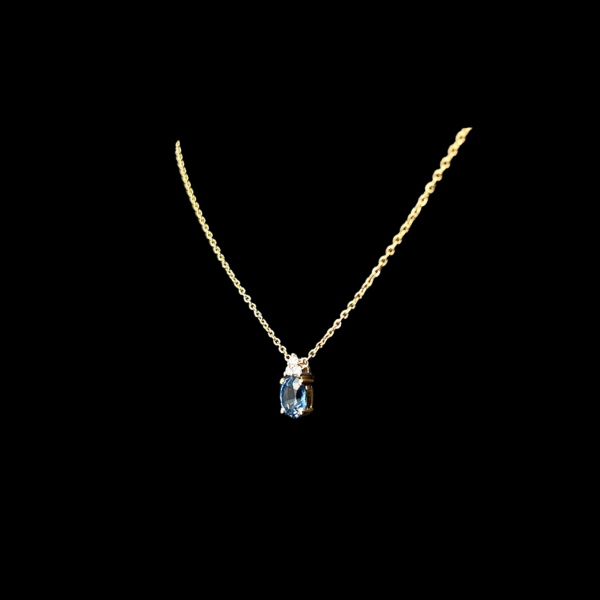 COLLIER-PENDENTIF EN OR JAUNE 750 SAPHIR ET DIAMANTS – Image 3