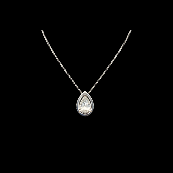 COLLIER-PENDENTIF DIAMANT POIRE 2,07 CARATS AVEC G.I.A. EN OR BLANC 750 – Image 2
