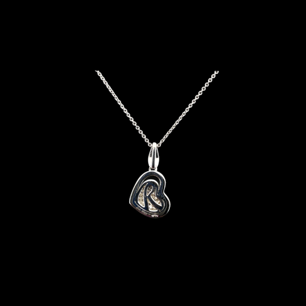 COLLIER-PENDENTIF DOUBLE COEUR DIAMANTS OR GRIS 18K – Image 3