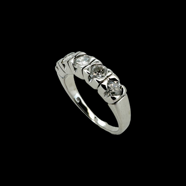 BAGUE DEMI-TOUR EN OR GRIS 750 SERTIE DE 5 DIAMANTS – Image 3