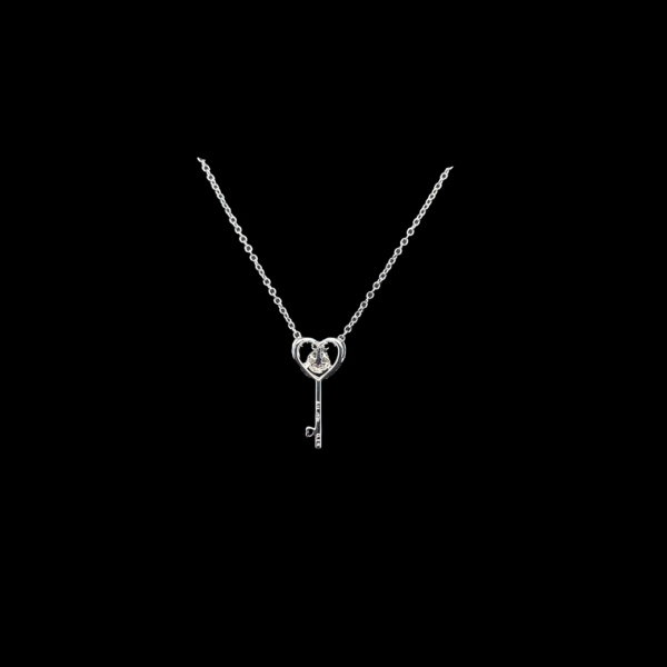 COLLIER-PENDENTIF "CLÉ CŒUR" DE FLOYA EN OR BLANC 750 ET DIAMANTS – Image 3