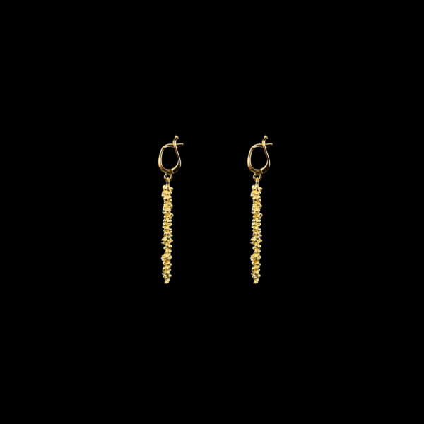 BOUCLES D'OREILLES CHAMPAGNE OR JAUNE 750 SAPHIRS ET DIAMANTS – Image 3