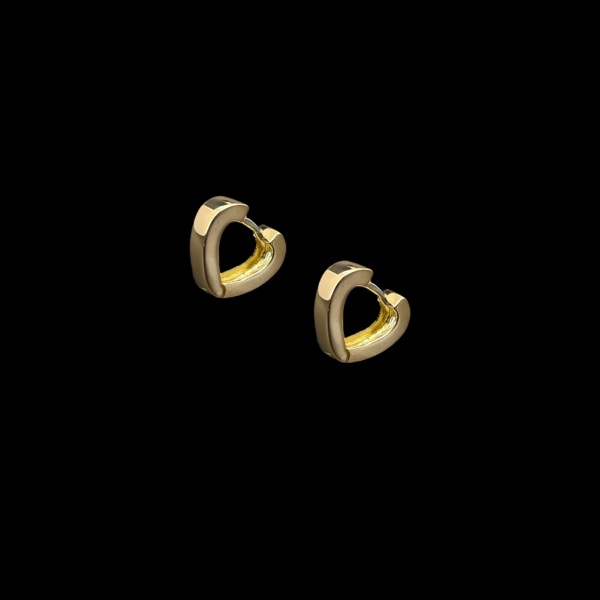 BOUCLES D'OREILLES CRÉOLES EN FORME DE CŒUR EN OR JAUNE 750