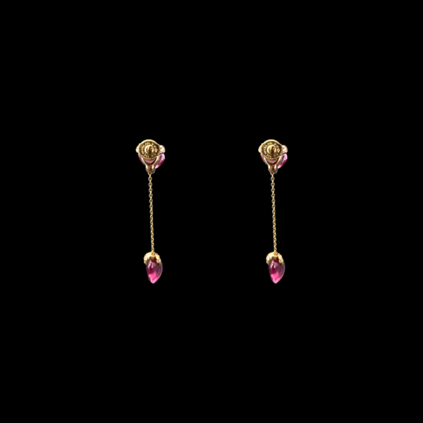 BOUCLES D'OREILLES POMELLATO "NUDO" EN OR ROSE DIAMANTS ET TOURMALINES – Image 2