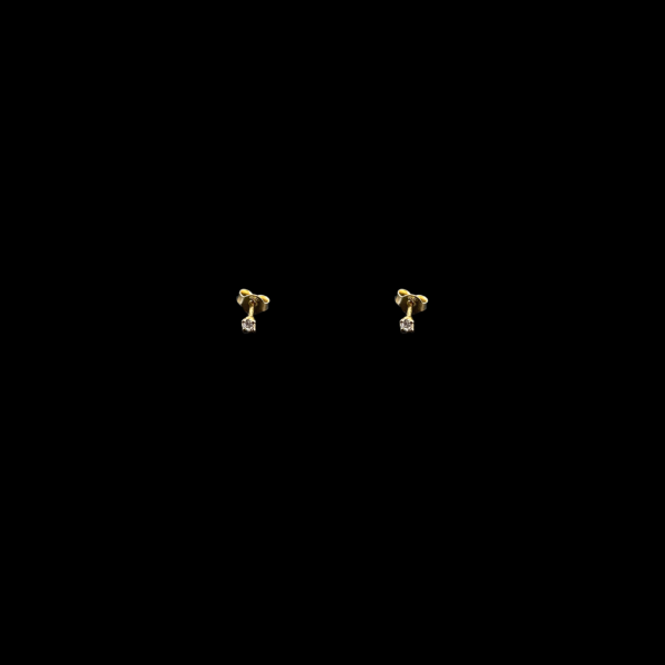 BOUCLES D'OREILLES CLOUS OR JAUNE 18 CARATS DIAMANTS – Image 3