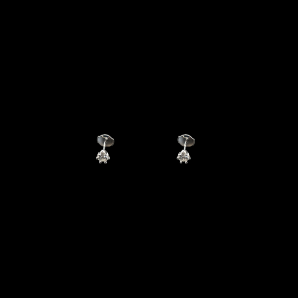 BOUCLES D'OREILLES CLOUS EN OR GRIS 18 CARATS DIAMANTS – Image 2