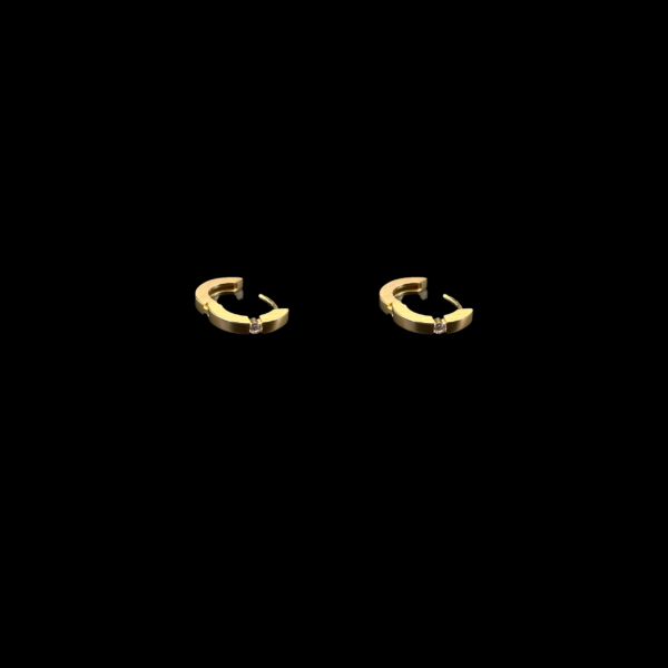 BOUCLES D'OREILLES CRÉOLES EN OR JAUNE 750 DIAMANTS – Image 3