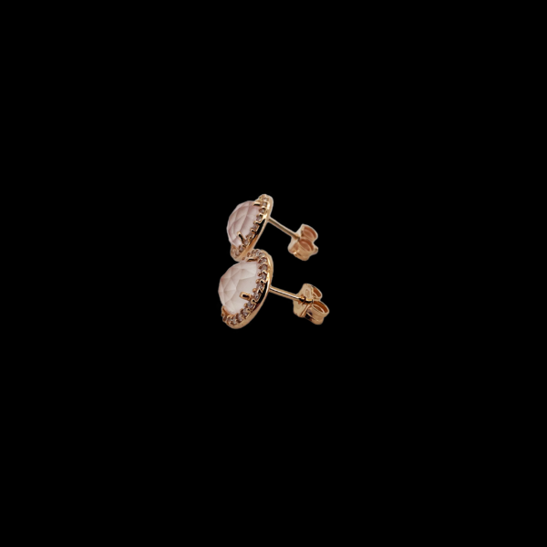 PARURE CHRIST EN OR ROUGE 750 SERTI DE QUARTZ ROSE ET ZIRCONS A FACETTES – Image 4