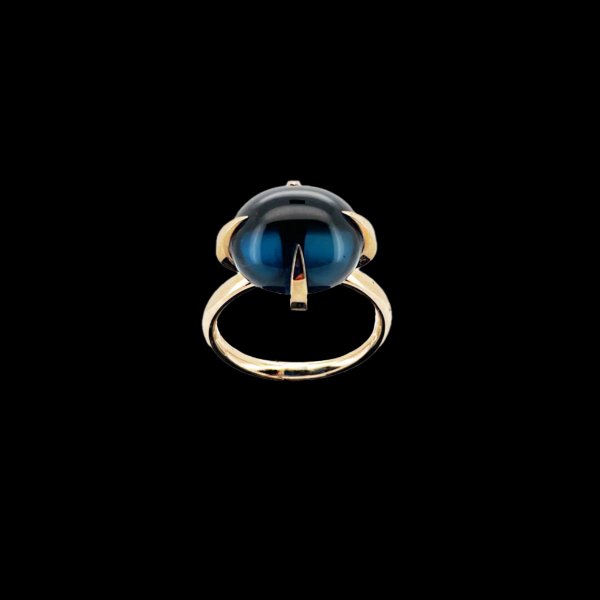 PARURE BAGUE ET BOUCLES D'OREILLES POMELLATO "VELENO" EN OR ROSE 750 ET TOPAZE BLEUE – Image 4