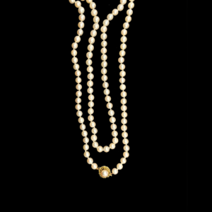 COLLIER-PENDENTIF DE PERLES EN OR JAUNE 750