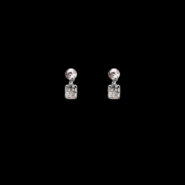 BOUCLES D'OREILLES OR GRIS 750 SERTIES DE DIAMANTS – Image 2