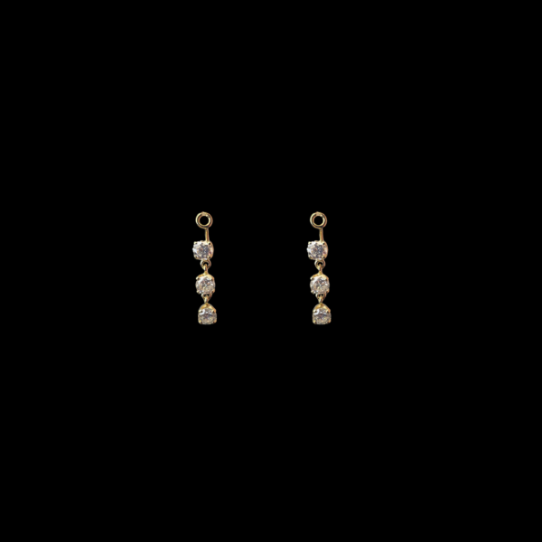 BOUCLES D'OREILLES RALLONGE POUR CLOUS EN OR JAUNE 750 ET 2,40Ct. DIAMANTS – Image 4