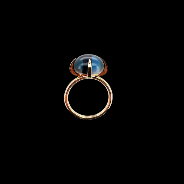 PARURE BAGUE ET BOUCLES D'OREILLES POMELLATO "VELENO" EN OR ROSE 750 ET TOPAZE BLEUE – Image 3