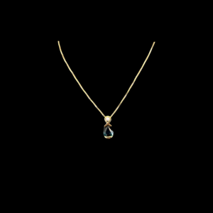 COLLIER-PENDENTIF EN OR JAUNE 750 AVEC DIAMANTS ET SAPHIR