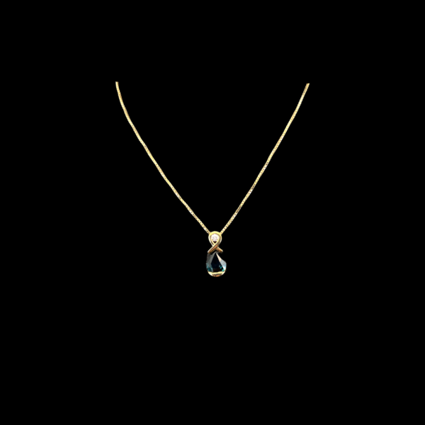 COLLIER-PENDENTIF EN OR JAUNE 750 AVEC DIAMANTS ET SAPHIR