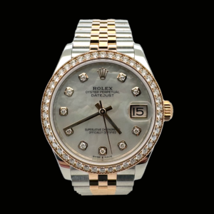 ROLEX OYSTER DATEJUST ACIER OYSTERSTEEL ET OR EVEROSE NACRE ET DIAMANTS