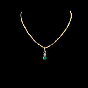 COLLIER-PENDENTIF EN OR JAUNE 750 AVEC DIAMANT ET ÉMERAUDE