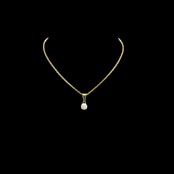 COLLIER-PENDENTIF SOLITAIRE EN OR JAUNE 750