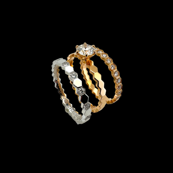 BAGUE CHAUMET BEE MY LOVE OR ROSE, BLANC ET DIAMANTS – Image 2