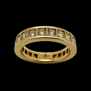 BAGUE TOUR COMPLET EN OR JAUNE 750 ET DIAMANTS