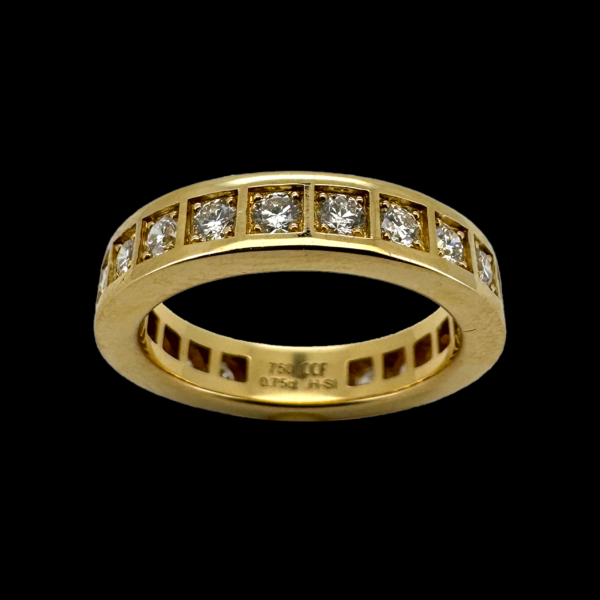 BAGUE TOUR COMPLET EN OR JAUNE 750 ET DIAMANTS